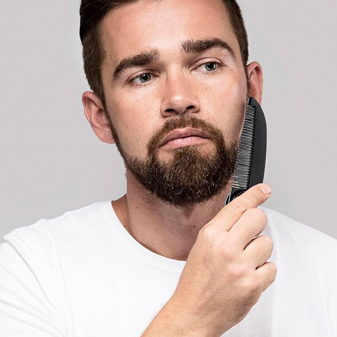 Ouligay 4pcs Folding Mustache Comb - Mini Portable Beard Grooming for Men - Fine Teeth Plastic Pocket Comb for Hair Care Styling - Black