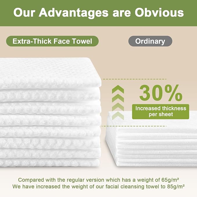 KODAMO Disposable Face Towels – 120 Count Soft & Thick Facial Towelettes for Women & Men – Travel-Friendly Cotton Tissue, Fresh Makeup Remover & Cleansing Cloths