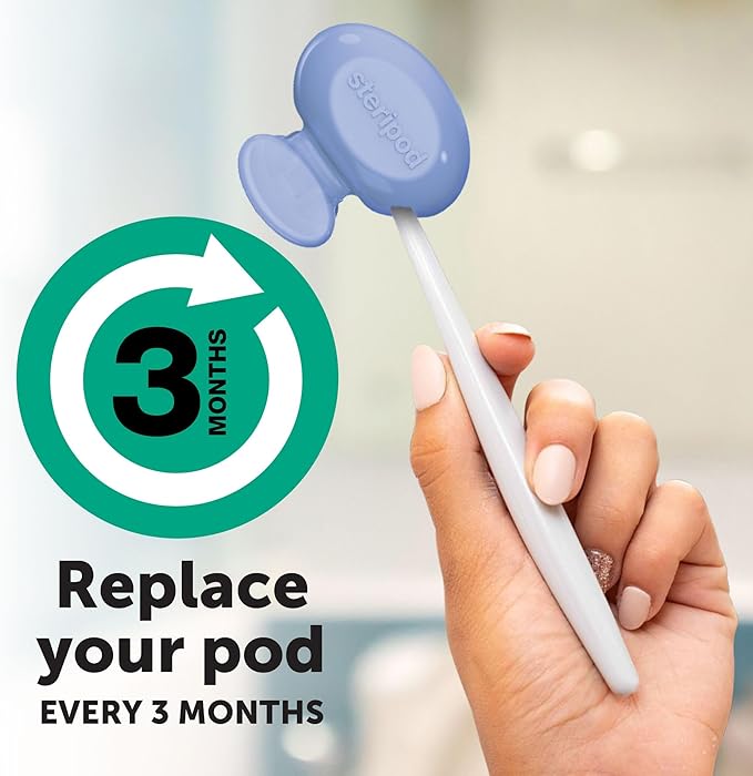 Steripod Clip-on Toothbrush Protector, Green/Silver, 2 Count
