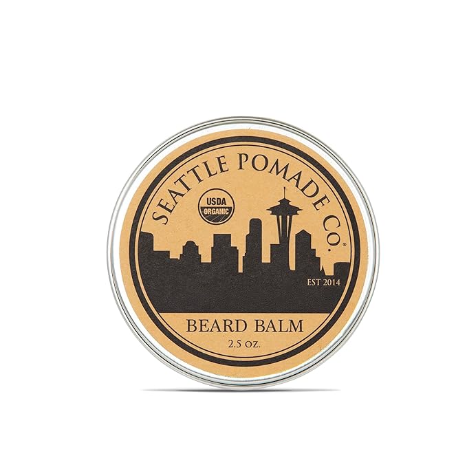 Seattle Pomade Co. Certified Organic Beard Balm made with Organic Beeswax. Strengthens & Softens Beards & Mustaches. Globally sourced certified organic materials.