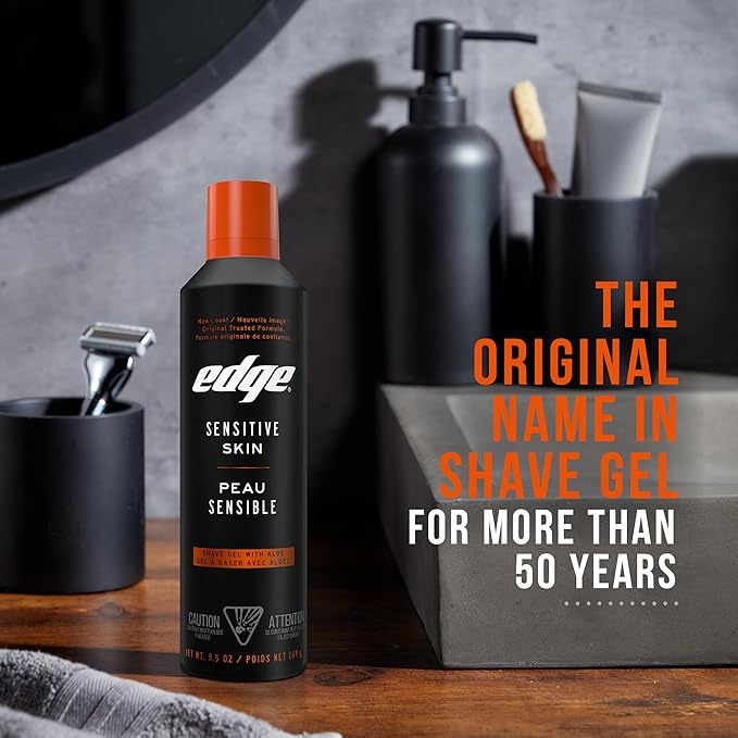 Edge Shaving Gel for Men, 9.5oz, 2 Pack Mens Shave Gel with Aloe, Mens Shaving Cream Sensitive Skin Shave Gel - Moisturizes, Protects, and Soothes