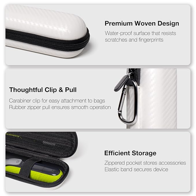 Nincha Compact Travel Trimmer Case for Philips Hybrid Electric Trimmer and Shaver, Face + Body Groomer QP2724/90, QP2834/70, QP1924/70, QP6531/70, QP4631/90, Hard Carrying Case, White