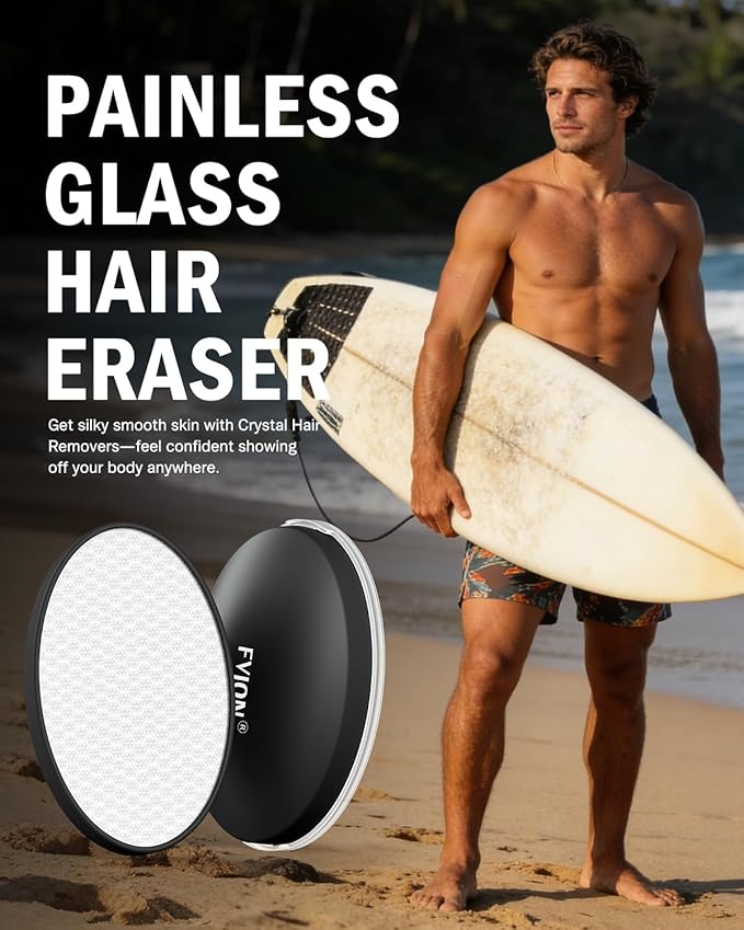 FVION Painless Crystal Hair Remover, Fine Grit Nano Hair Eraser, Glass Body Hair Shaver for Smooth Skin, Effortless Hair Removal Tool (Black)