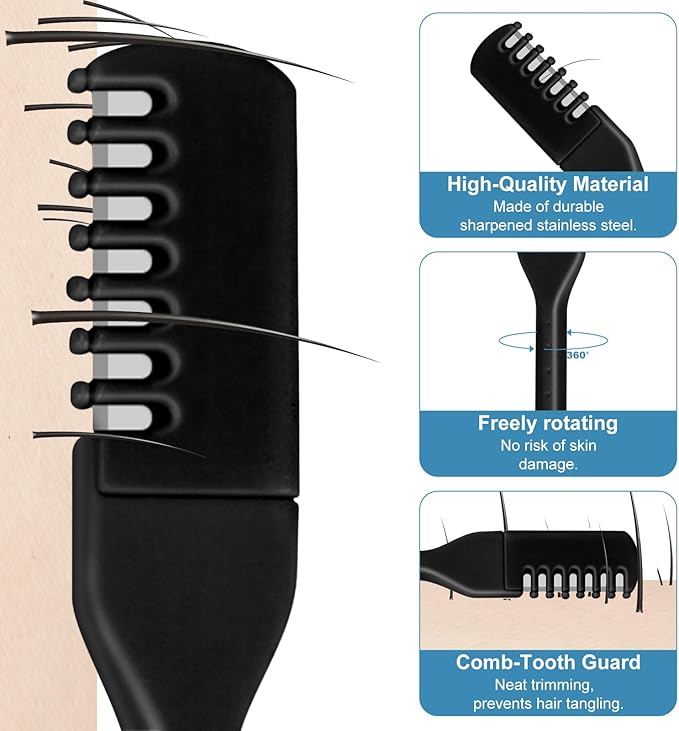 5PCS 2-in-1 Nasal Hair Cutter, Manual Nose Hair Trimmer Cutter with Ear Pick for Women & Men 360°Rotating Nose Hair Remover Grooming Tool Knife Razor Portable Nostril hair Trimmer Clipper (Black)