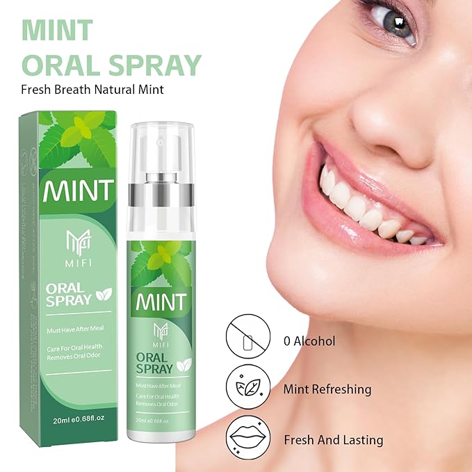 PEGO Adult Oral Spray,Portable Mouth Spray,Breath Fresheners,Fruit-Flavored,Sugar-Free,Dry Mouth Spray,Fights Bad Breath,Oral Care Spray,Long-Lasting(Mint Flavor*2Pack)