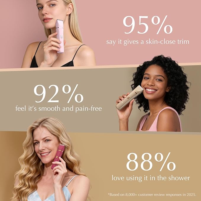 Bikini Trimmer for Women, 2-in-1 Electric Shaver, IPX7 Waterproof, Gentle for Bikini Line & Sensitive Areas, Cordless Rechargeable for Legs Underarms Face, Gift for Women, Teen Girl Gift