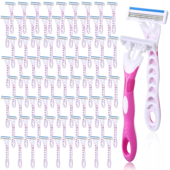 96 Count Women's Disposable Razors Blades Bulk 3 Blade Razors for Women Disposable Head Razor Sensitive Skin Razor Comfortable Shave for Bathing Hotel Travel