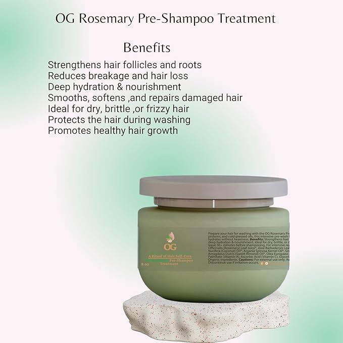 OG Pre-Shampoo Treatment for Dry and Damaged Hair, 8 oz, Deep Hydration Formula with Vitamins, Strengthens Hair Follicles