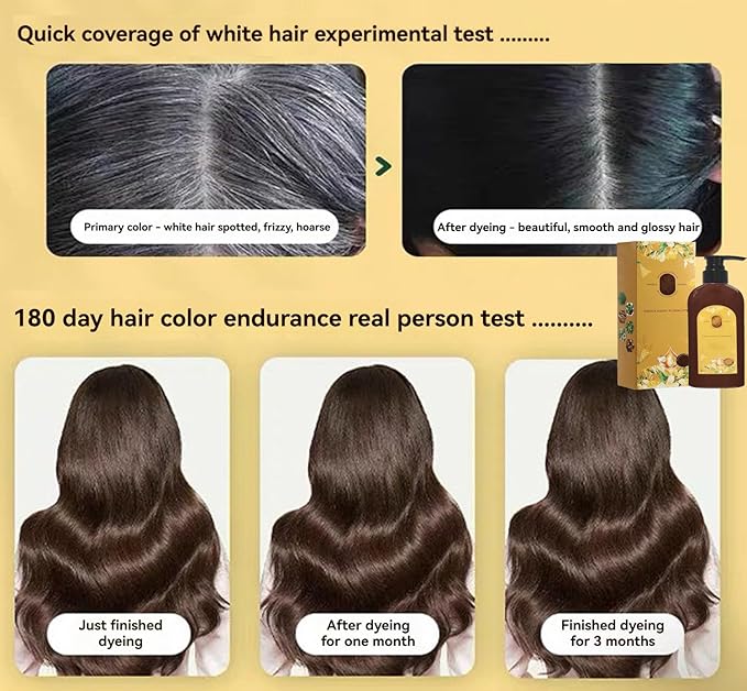 Nourishing Plant-Based Hair Color, Tinte Capilar Nutritivo A Base De Plantas, Long-Lasting & Natural Hair Color Shampoo For Gray Coverage, Minimizing Frizz, For Men & Women (Dark Brown)