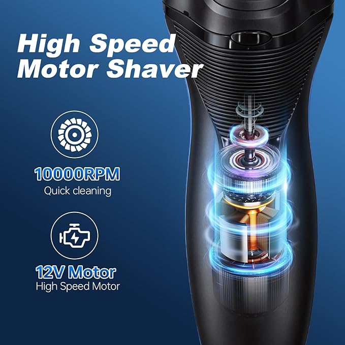 Upgraded BlueFire Head Shaver for Bald Men, Corded 3D Rotary Electric Shaver with Pop-Up Trimmer, Close Dry Shave Razor for Head & Face (Blue)