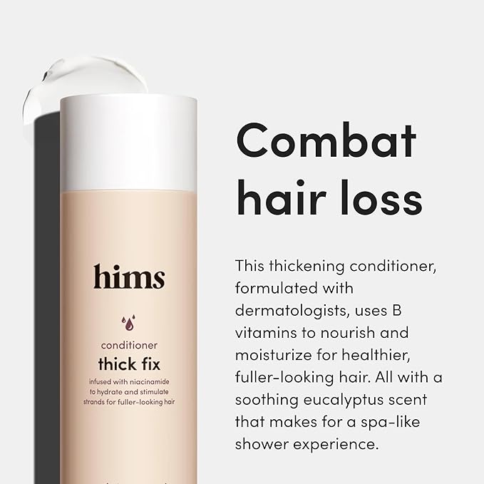 hims Thick Fix Shampoo & Conditioner Set for Healthy Hair Growth & Thickening - Scalp Cleansing - Eucalyptus Scent, 6.4 fl oz & hims hair regrowth treatment minoxidil 5% topical solution foam - 2.1 oz
