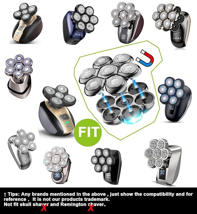 Universal Magnetic 7 Blades Compatible with Freedom Bird Shaver. Head Shaver Replacement Heads