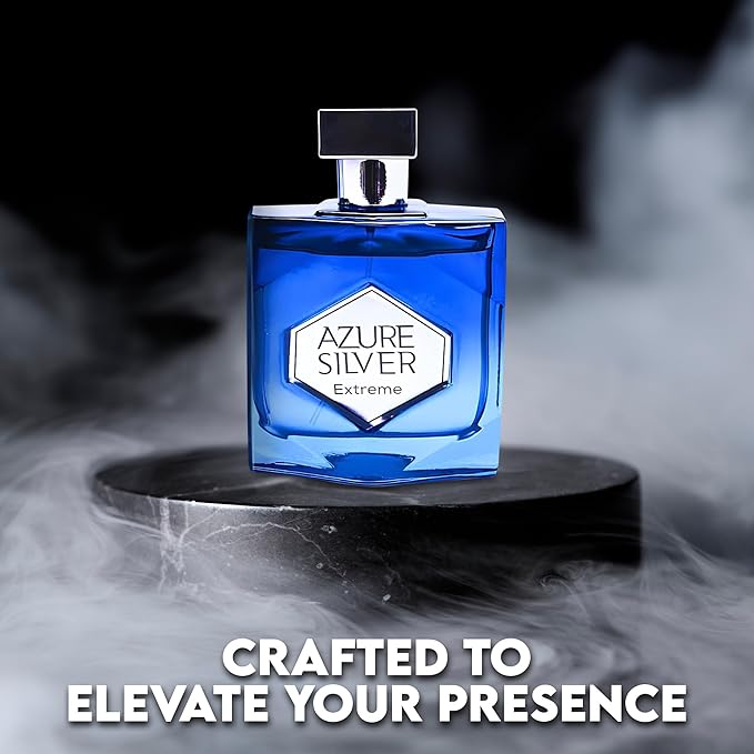 Azure Silver Extreme Men Cologne Fresh Scent Eau De Toilette Spray, Fragrance For Men Long-Lasting Cologne Choice For Daily Wear Elegant 100ml Bottle