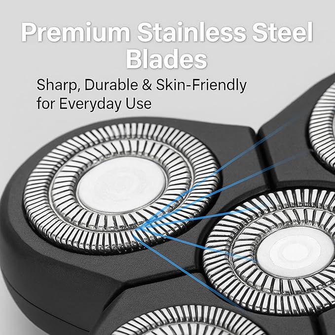 1 Pack Replacement Blades Compatible with Freedom Head Shaver, 5-Head Rotary Blade Refills for Bald Men Grooming, Electric Razor Heads for Head and Face Shaving with 1 Cleaning Brush