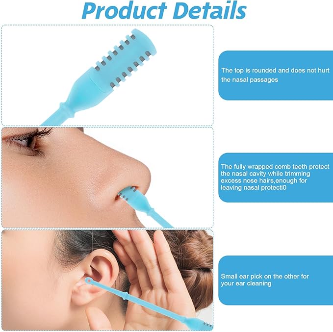 30Pcs Manual Nose Hair Trimmer - Rotating Nasal Hair Razor Cutter with Storage Box for Women and Men Double Sided Nose Hairs Cleaner Portable Nostril Remover Tools (Blue/White/Pink/Black)