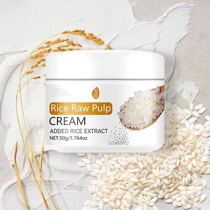 Rice Cream for Face, Rice Raw Pulp Essence Face Cream Anti Aging Face Moisturizer Face Cream Daily Skincare Moisturizing Soothe Dryness Anti-wrinkle Lightweight Facial Cream for Women & Men
