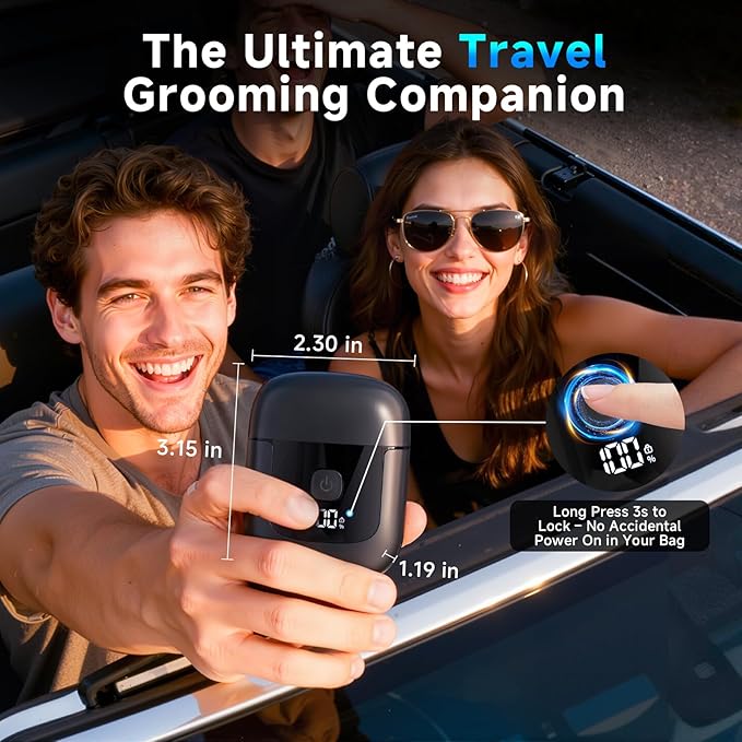 Electric Foil Shavers for Men: Mini Electric Razor with 3 Floating Blades, IPX7 Waterproof Foil Shaver, USB-C Rechargeable Shavers for Men with Travel Lock, Compact Grooming Gift for Home & Travel