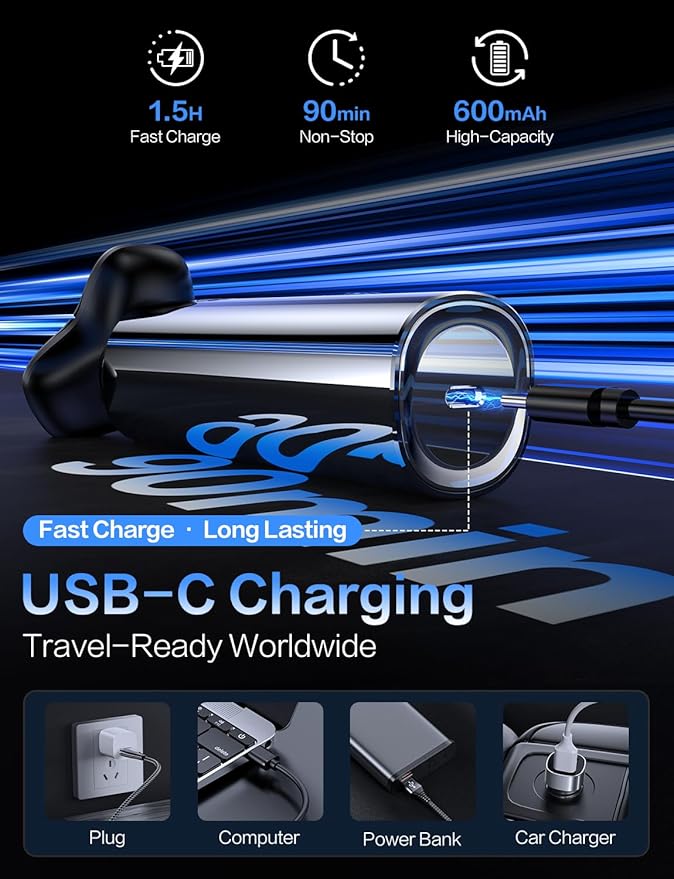 Electric Razor for Men,Electric Shavers for Men,3-Blade Rotary Shaving System,Waterproof Wet Dry Cordless Razor,Touch Switch,Type-C Fast Charging,Travel Lock,Digital Display,90+ Minutes Run Time