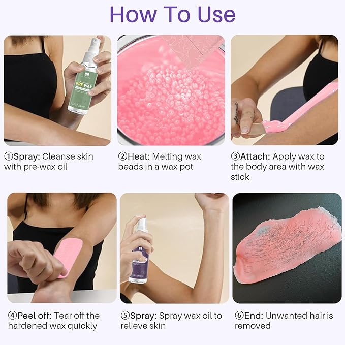 BLITZWAX Rose Wax Beads for Hair Removal 1.3lb Hard Wax Beans for Sensitive Skin, with 10 Wooden Sticks for Bikini, Face and Brazilian, Suitable for Women Men at Home Salon