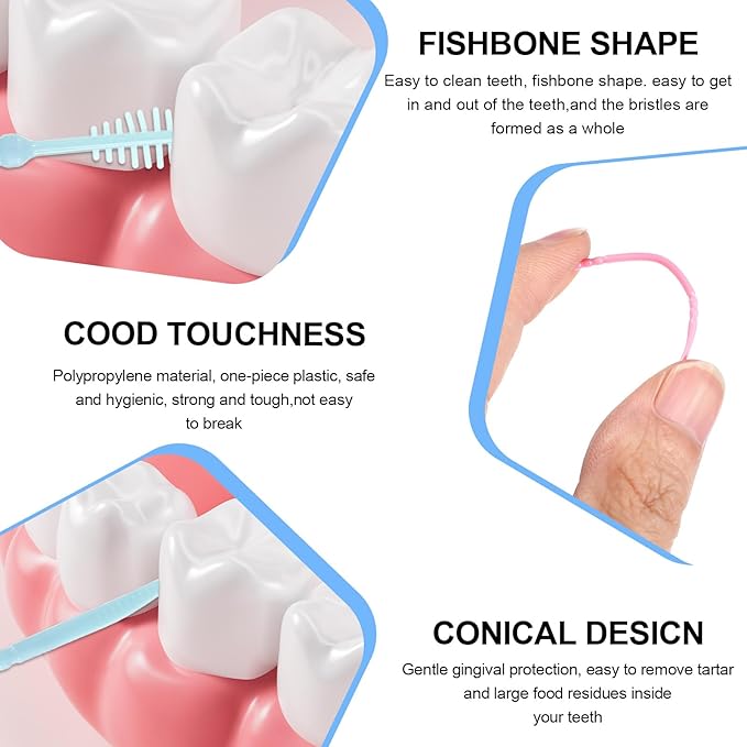 240Pcs Plastic Double Head Toothpick, Doctors Brush Picks for Teeth, Double Floss Picks Plastic Bristle 2-in-1 Dental Floss Interdental Brushes Disposable Oral Care Teeth Clean Stick