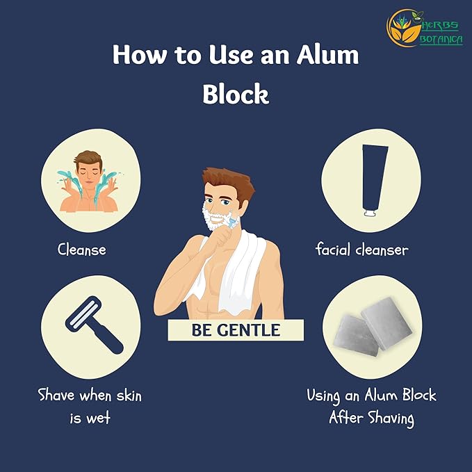 Herbs Botanica Alum Block for Shaving Soothing Aftershave Solution for Men – Stops Bleeding from Nicks & Cuts – Fitkari Alum Stone for Skin Care 3.5 oz Piedra de Alumbre by Herbs Botanica