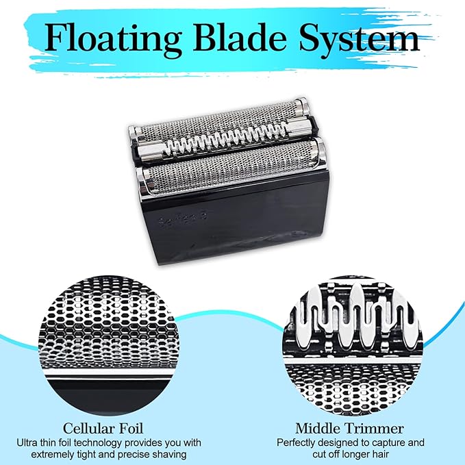 52B Replacement Head Compatible With Series 5, 52B Wet and Dry Replacement Foil and Cutter for Braun Electric Shaver S5, 5020, 5020S, 5030, 5030S, 5035, 5035S, 5040, 5040S, 5050