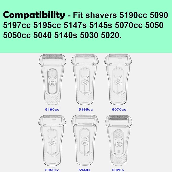 Series 5 Replacement Head 52S for Braun Electric Shaver, S5 Wet and Dry Replacement Head Compatible with Braun 5 Series Foil and Cutter 5190cc 5090 5020 (1 Count)