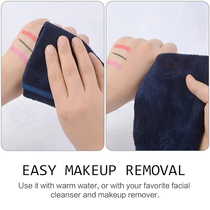 SINLAND Microfiber Facial Cloths Fast Drying Washcloth 12inch x 12inch (6pack, Navy Blue)