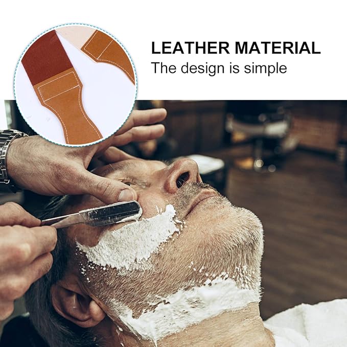 Mikinona Cow Hide Barber Polishing Razor Strop Double-layer Leather Sharpening Strap for Straight Razors and Scissors for Professional Barbers and Home Use