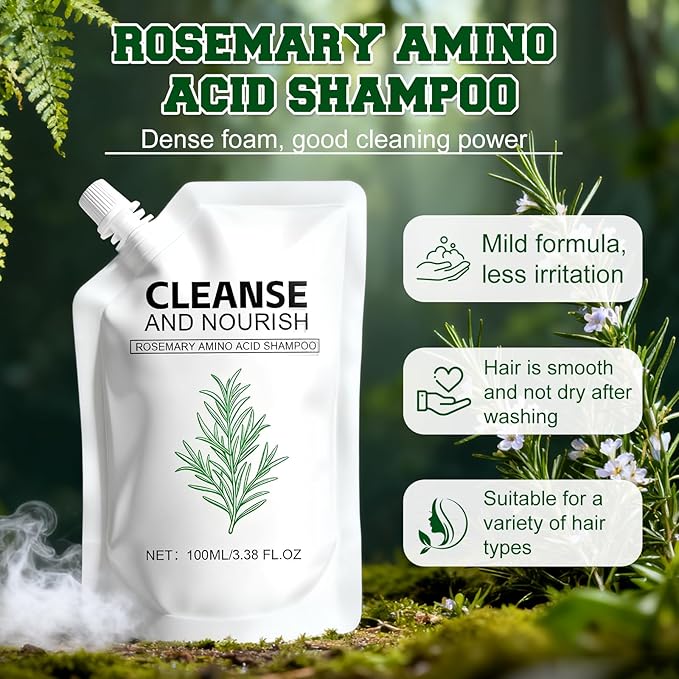 2Pcs Rosemary Amino Acid Shampoo for Hair Growth, Thinning Hair Loss Natural, Moisturizing Hair Shampoo, Strengthening for Men and Women