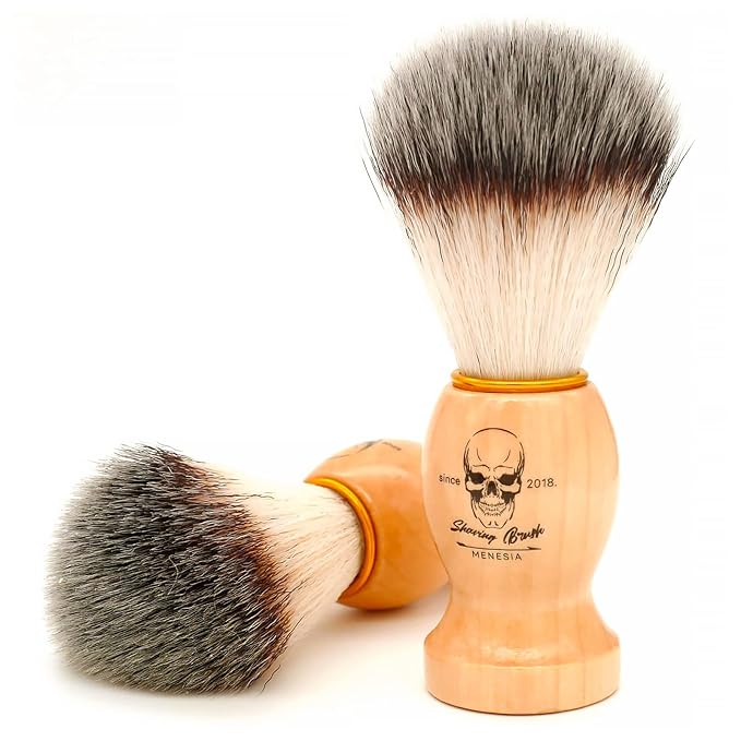 Shaving Brush for Men, Wood handle Shave Brush,Mens Shaving Cream & Soap Brush (skull)
