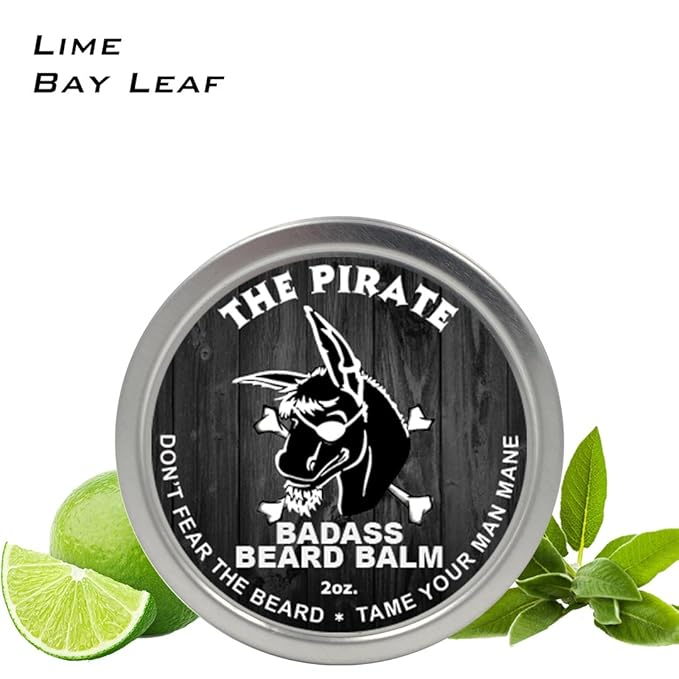 Badass Beard Care Beard Balm - The Pirate Scent, 2 Ounce - All Natural Ingredients, Keeps Beard and Mustache Full, Soft and Healthy, Reduce Itchy and Flaky Skin, Promote Healthy Growth