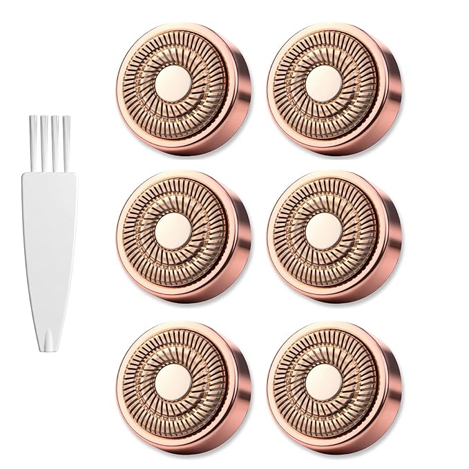 Replacement Heads Compatible with Flawless Facial Hair Remover, Replacement Blades Compatible with Flawless Hair Removal Generation 2，Rose Gold (6 Pcs)