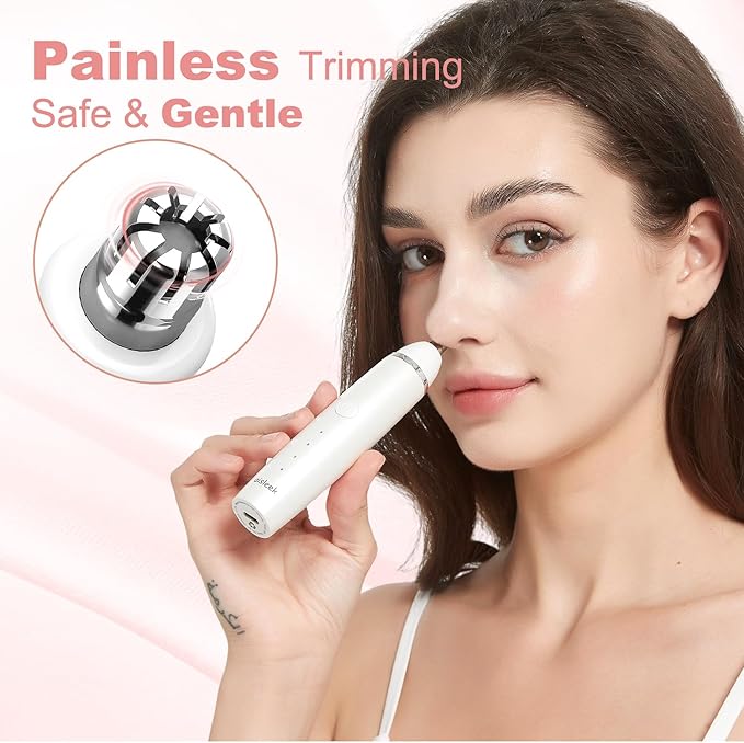 Nose Hair Trimmer for Women & Men, 3-in-1 Facial Hair Remover for Peach Fuzz, Eyebrow Trimmer, Shaper & Shaver, Ear & Face Grooming Kit, USB-C Rechargeable, Painless, Dry Use, Compact & Travel-Ready