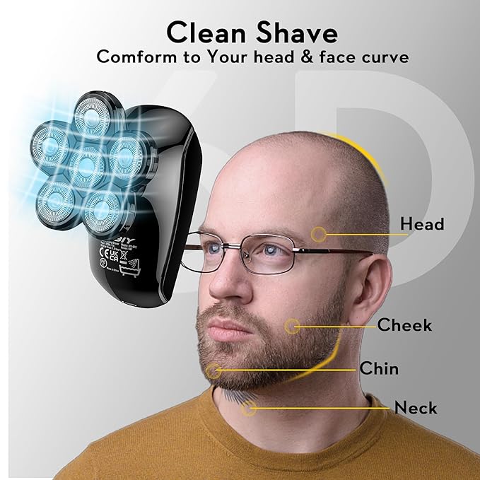 Kibiy 6D Blade Replacement Heads, Electric Shaver Replacement Head for Electric Razor for Men Wet and Dry Compatible Many Models Waterproof Head Razor - Black