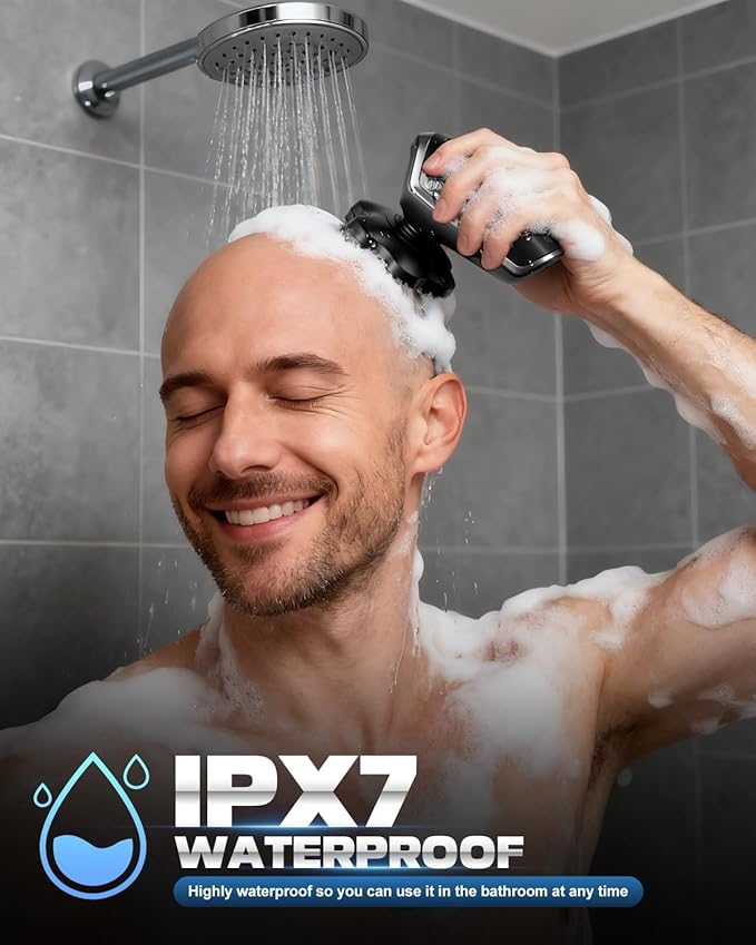 Head Shavers for Bald Men, Electric Detachable Head Shaver for Male, Waterproof Wet Dry Body Bald Head Shaver, Rechargable Rotary Shavers/Razor for Husband Father (Matte)