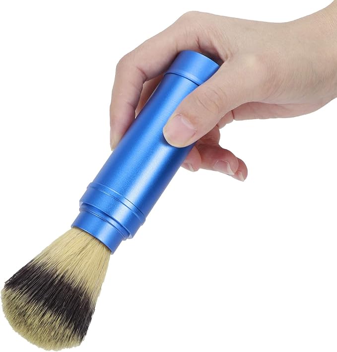 Walfront Men Portable Travel Foaming Shaving Brush, Grooming Tool for Wet Shaving, Bathroom Supplies for Daily Use
