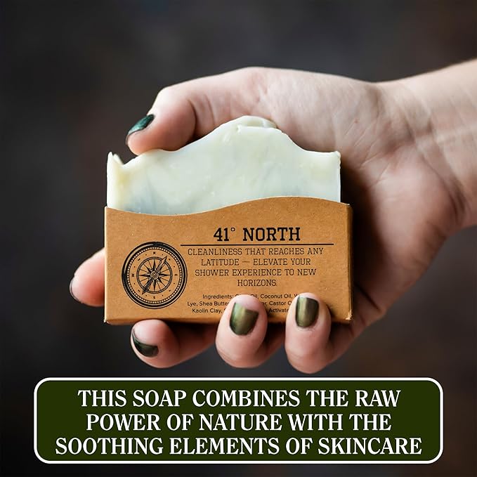 Compass Soap 41 North | Natural Bar Soap for Men | Soap Bar with Minimalist & Gentle Lather | Best Mens Bar Soap | Natural, Paraben & Phthalate Free Bath Soap Bars for Men | 5 oz. Pack of 2