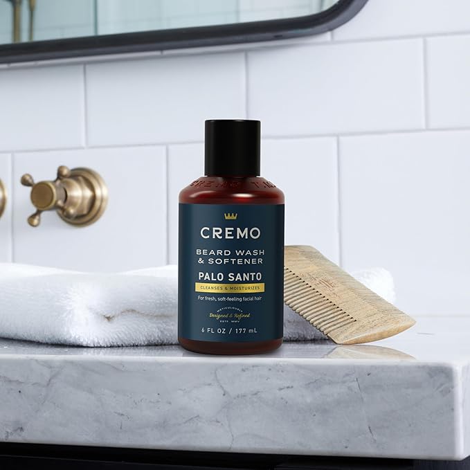 Cremo Palo Santo 2n1 Beard Wash & Softener + Palo Santo Beard & Scruff Cream Set for Short Beards