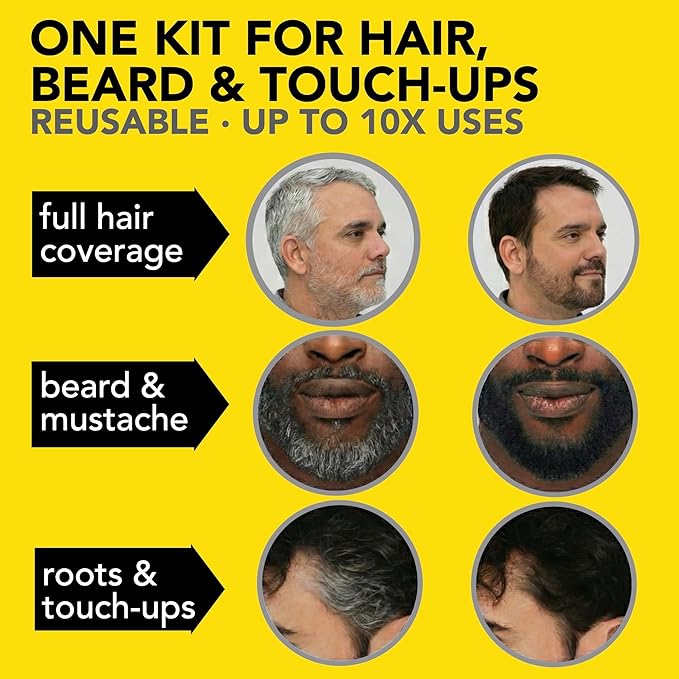 2X Pack Cleverman Hair & Beard Dye Kit for Men, All-in-One Reusable Mens Hair Color, Natural Gray Coverage, Ammonia-Free Beard Mustache Dye for Men (Dark Brown)
