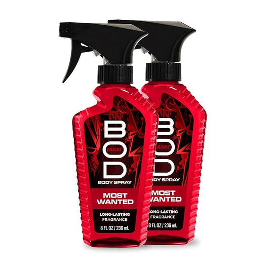 BOD man Fragrance Body Spray, Most Wanted, 8 fl oz (Pack of 2)