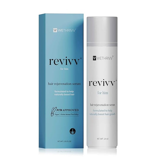 REVIVV Hair Growth Serum for Men, Starter 1-Pack, 100% Natural Topical Solution for Visibly Thicker, Fuller Hair Regrowth, Dermatologist Recommended, One 1oz Bottle, 45-Day Supply