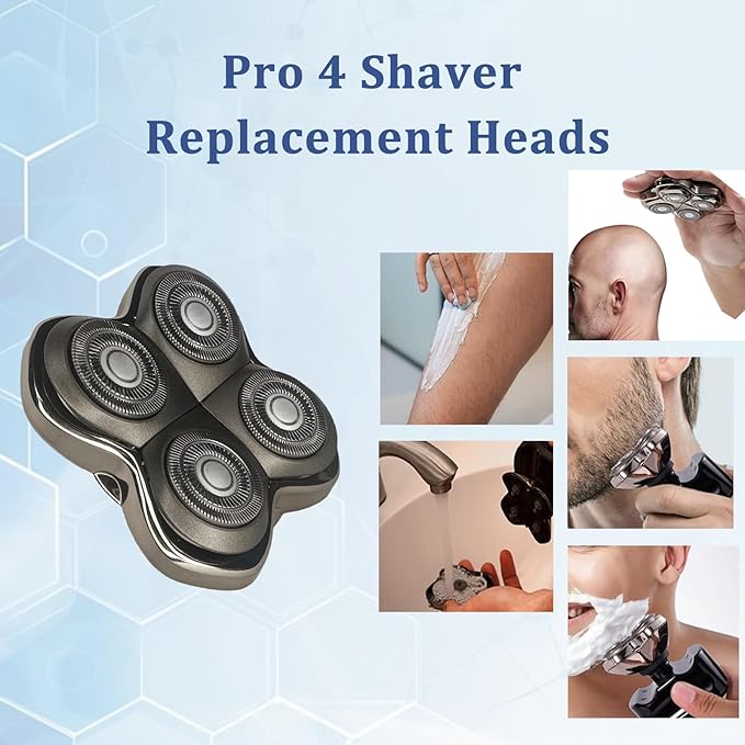 Pro 4Head Replacement Blade for S-Kull Pit-Bulls Gold PRO, Silver PRO, Platinum PRO, Butterfly Kiss PRO Head Shavers, German Stainless Blades, Floating 4 Heads for a Fast (1Pack)