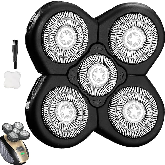 Universal 5 Blades Shaver replacement Heads Compatible with FREEDOM Head Shaver,Universal replacement heads (5 Blades Black)