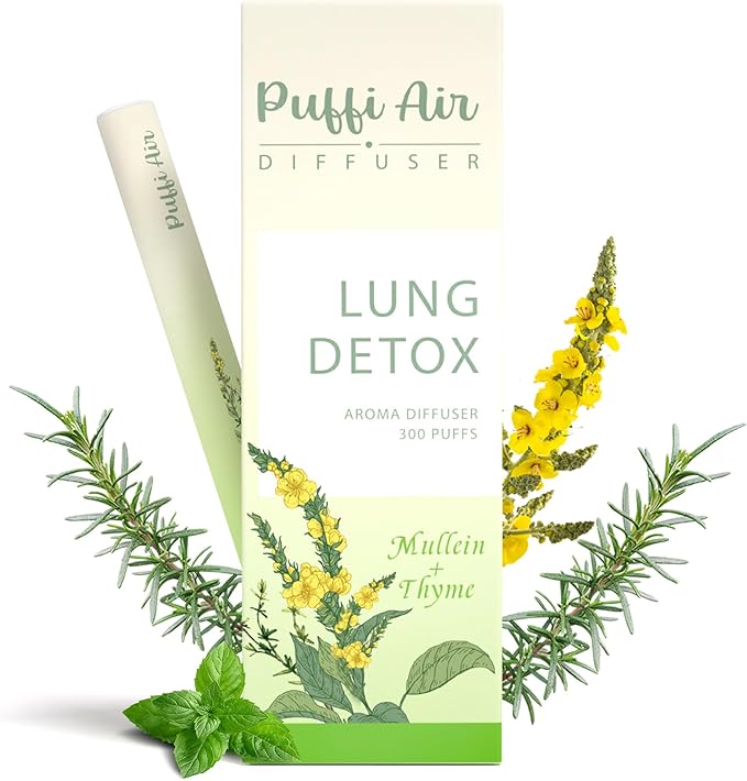 PUFFIAIR Herbal Diffuser Pen with Extracts of Mullein, Thyme and Mint for Lung Cleansing, Breathing Improvement, Oral Air Freshening and Quitting Bad Habit - 300 Uses 1 Pack, 1 Sticks