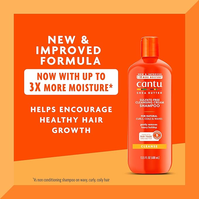 Cantu Sulfate-Free Cleansing Cream Shampoo with Shea Butter for Natural Hair, 13.5 oz