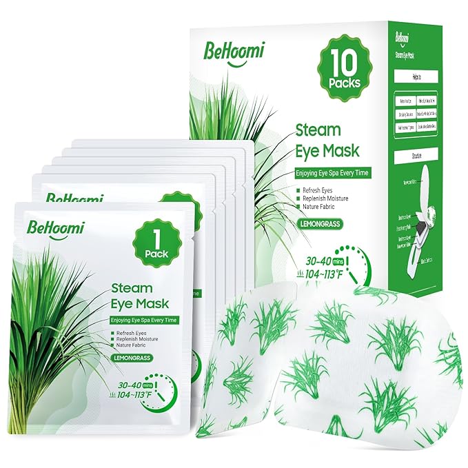 Steam Eye Mask, 10Packs Heated Eye Mask, Self Heating Disposable SPA Warm Compress for Eyes Sleep Mask, Travel Essentials & Relaxation Gifts, Valentine's Day Gifts (Lemongrass Scent)
