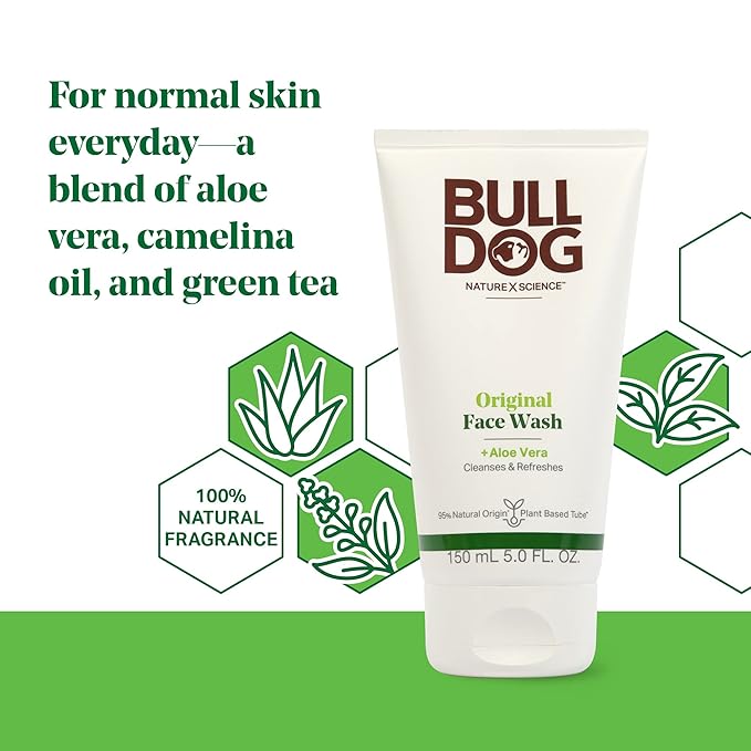 BULLDOG Mens Skincare and Grooming Original Face Wash, 5 Fluid Ounce - Pack of 2