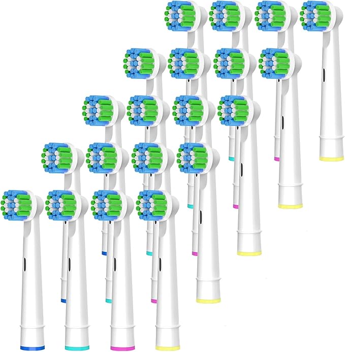 Replacement Toothbrush Heads Compatible with Braun Oral B, 20 Pack Professional Electric Brush Heads for Oral B Replacement Heads Refill Pro 1000/1500/4000/7000/8000/9600 Etc.