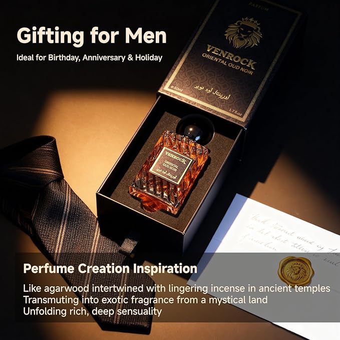 Venrock Oriental Oud Noir EDP Spray 50ml - Oriental Woody Men’s Perfume, Long-Lasting Arabian Scent, Premium for Special Occasions & Daily Use (Agarwood, Saffron, Amber, Musk)